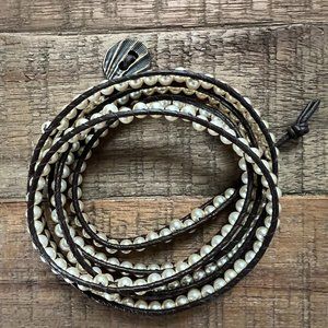 Pearl and Leather Wrap Bracelet